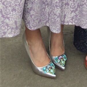 ASOS Silver Heels with Jewel Embellishments